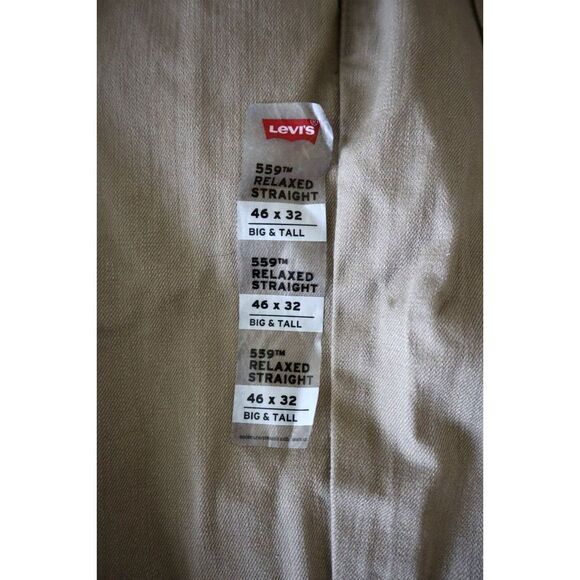 Levi's 559 Men's Big & Tall Sz 46x32 Beige Denim Relaxed Straight Fit Jeans - Picture 5 of 6
